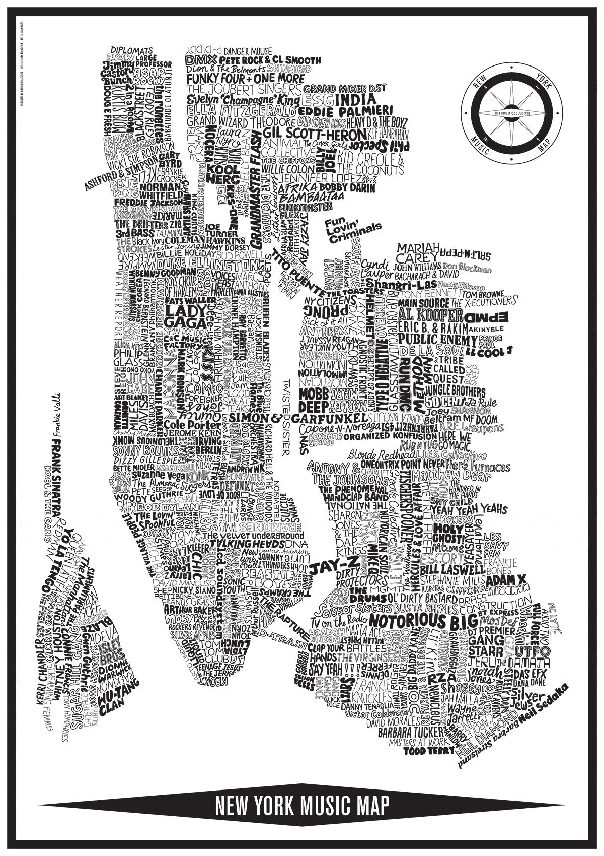 New York Music Map poster