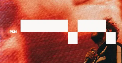 Pixels & Noise splash page with Post Malone in the background